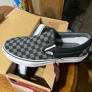 Black and gray checkered Vans. NWB and NWT
